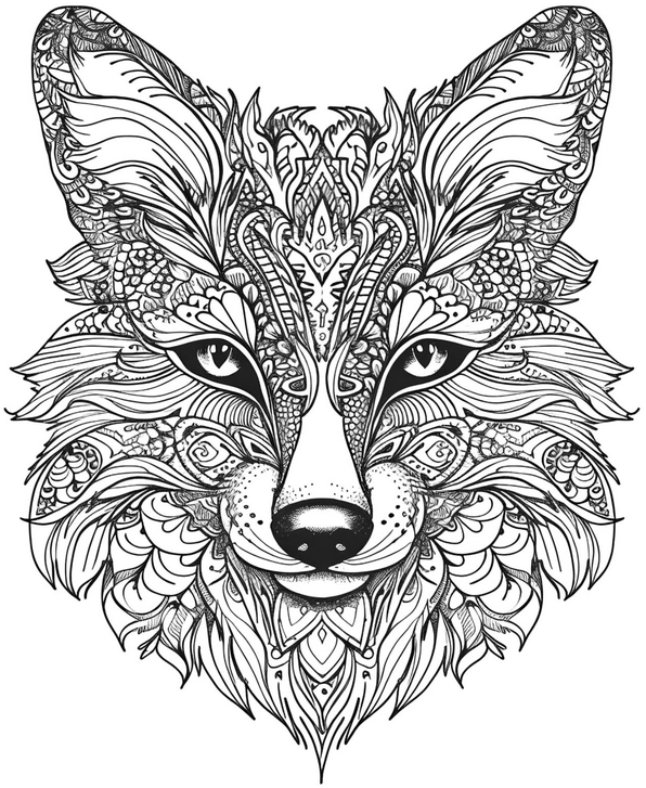 malvorlage-fuchs-mit-kunstvollen-mustern