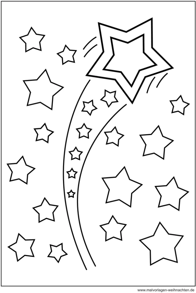 malvorlage-funkelnde-sterne-mit-schweif