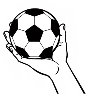 malvorlage-fussball-in-hand-ausmalbild