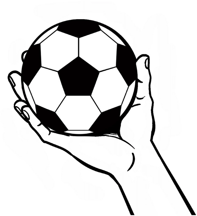 malvorlage-fussball-in-hand-ausmalbild