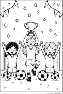 malvorlage-fussball-maedchen-mit-pokal