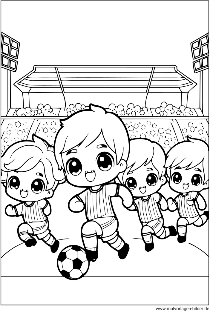 malvorlage-fussballer-im-stadion-mit-kindern