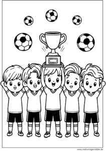 malvorlage-fussballmannschaft-mit-pokal