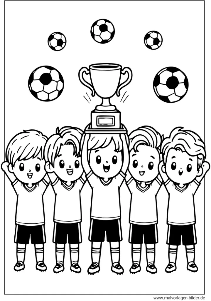 malvorlage-fussballmannschaft-mit-pokal