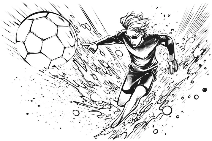 malvorlage-fussballspieler-in-aktion-ausmalbild