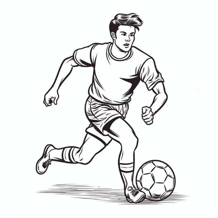 malvorlage-fussballspieler-in-bewegung