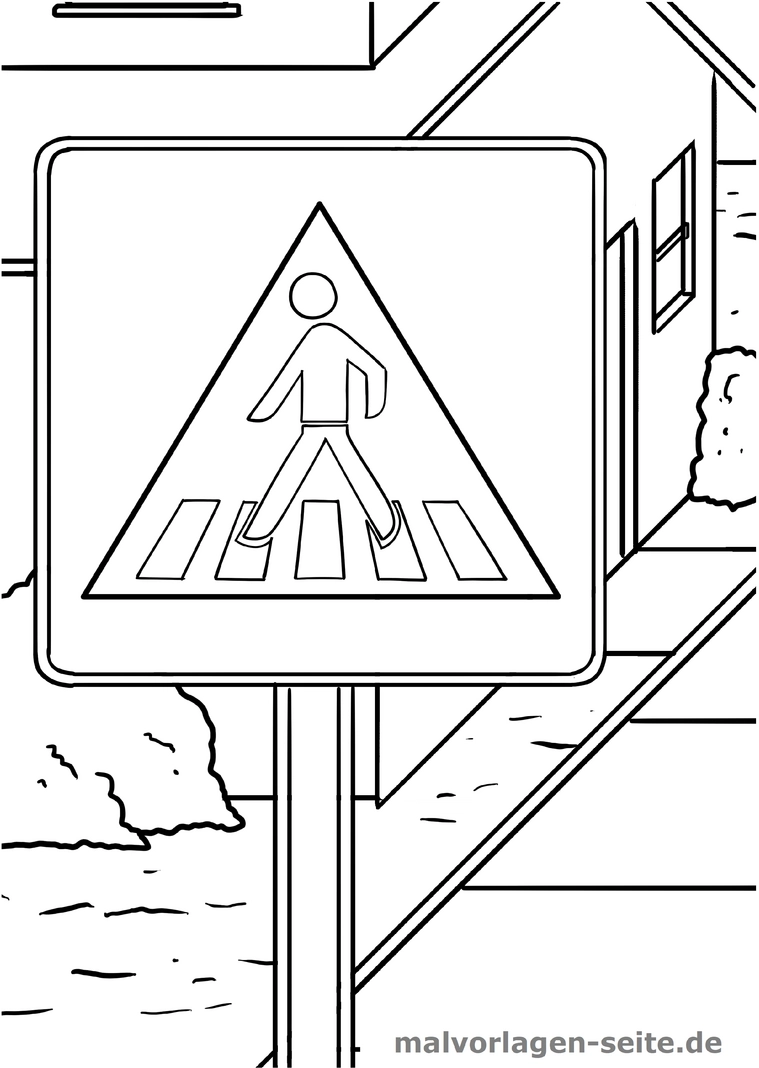 malvorlage-fussgaengerueberweg-verkehrsschild