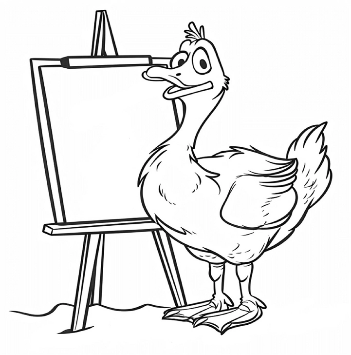malvorlage-gans-mit-staffelei
