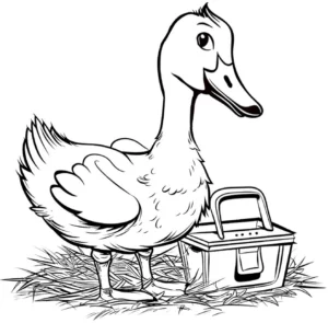 malvorlage-gans-mit-werkzeugkasten