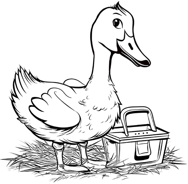 malvorlage-gans-mit-werkzeugkasten