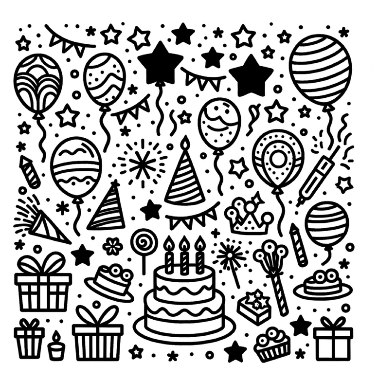 malvorlage-geburtstag-bunte-ballons-geschenke