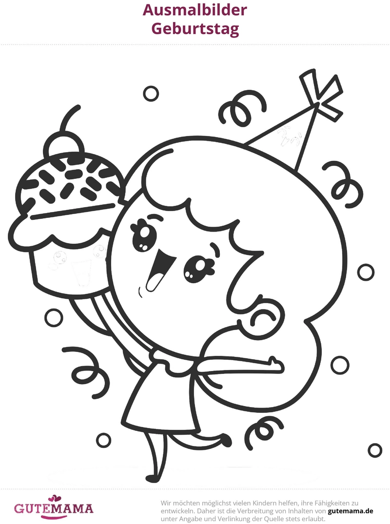 malvorlage-geburtstag-fröhliches-kind-cupcake