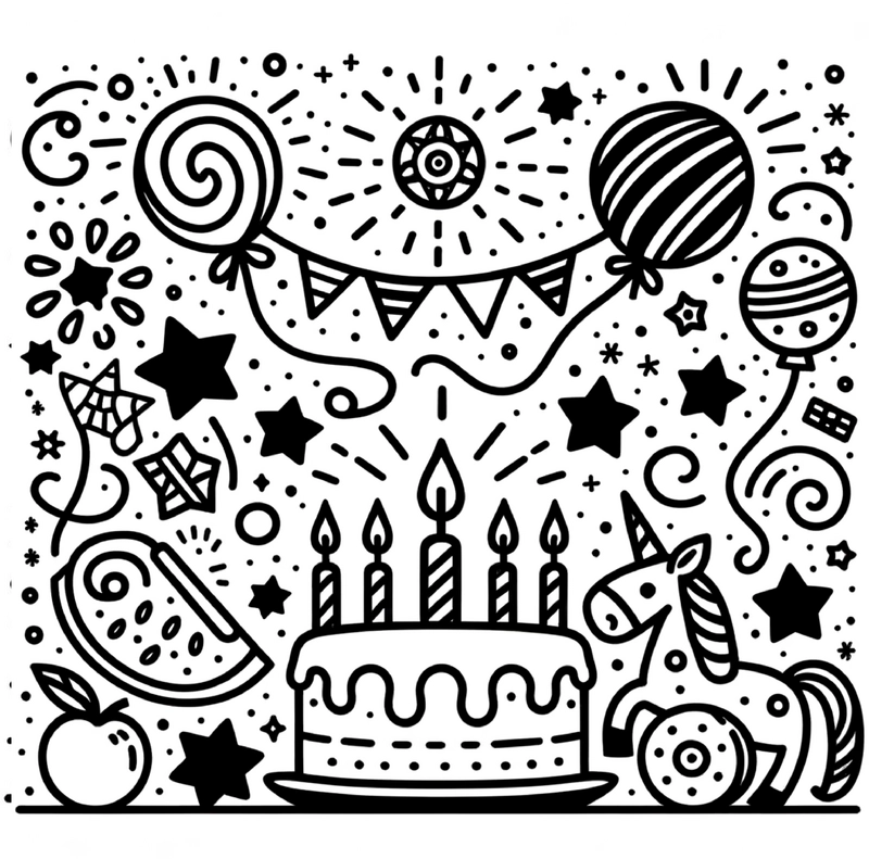 malvorlage-geburtstag-mit-einhorn-und-torte