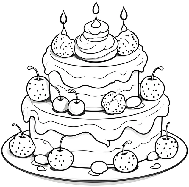 malvorlage-geburtstagskuchen-mit-fruechten-und-kerzen