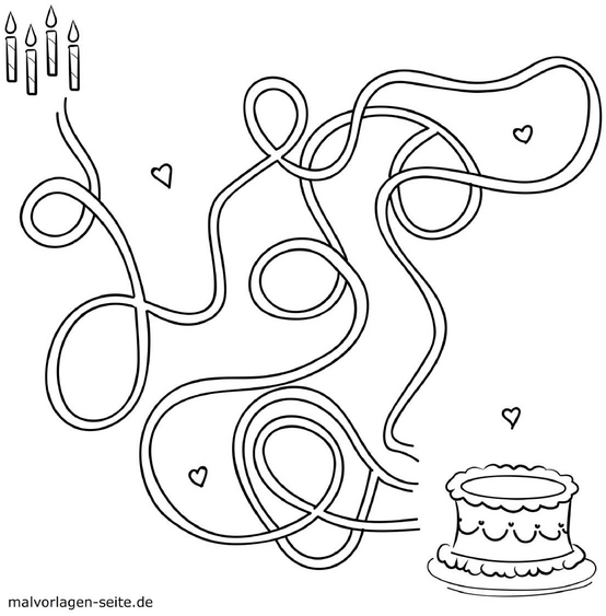 malvorlage-geburtstagskuchen-mit-kerzen-labyrinth