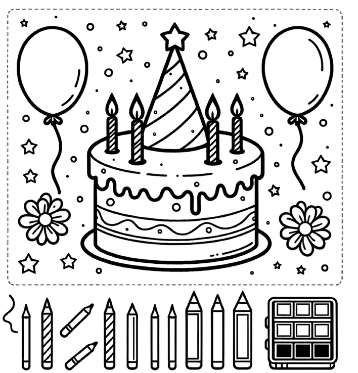 malvorlage-geburtstagskuchen-mit-luftballons