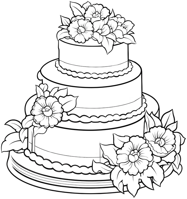 malvorlage-geburtstagstorte-mit-blumen
