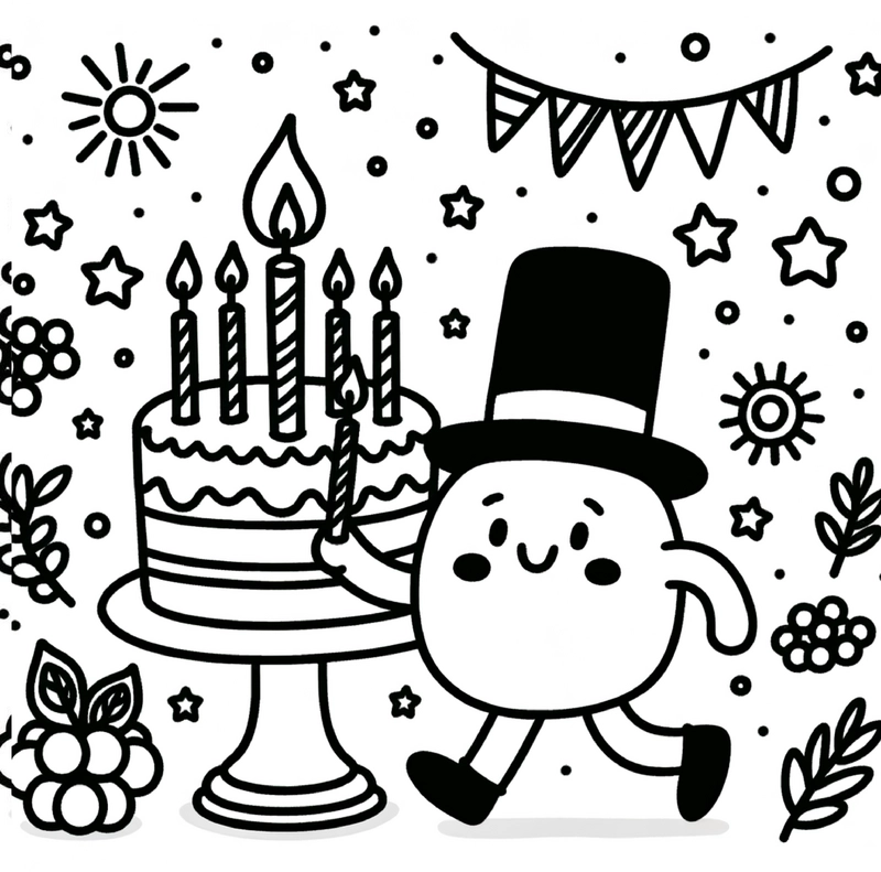malvorlage-geburtstagstorte-mit-symbole-und-dekoration