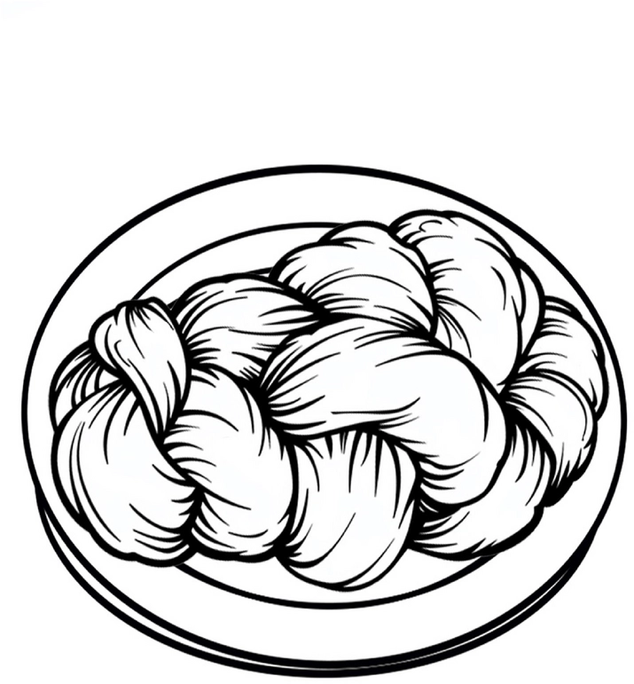malvorlage-geflochtenes-brot-auf-teller
