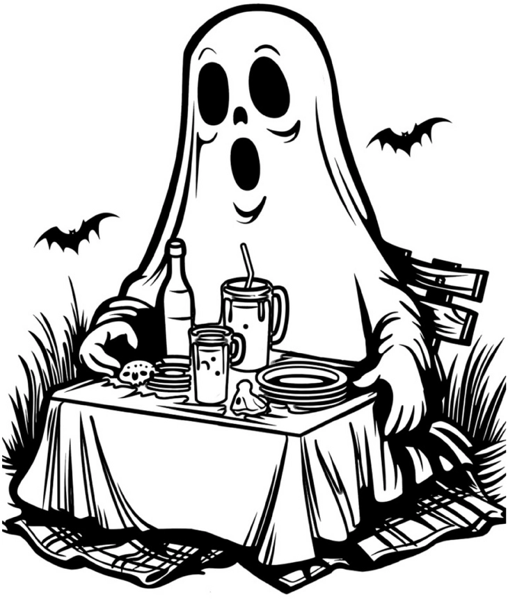 malvorlage-geist-am-tisch-mit-snacks