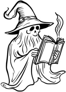 malvorlage-geist-mit-buch-und-rauchwolke