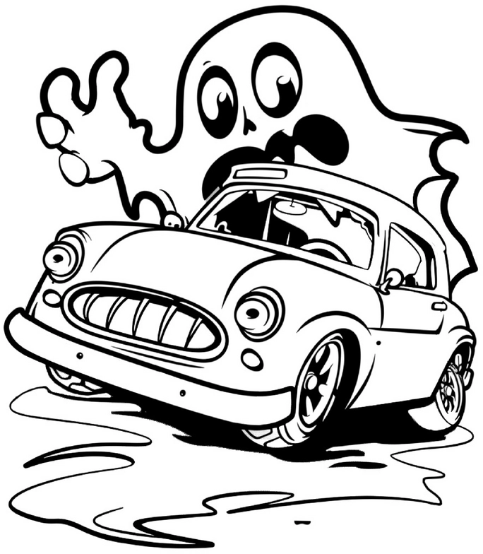 malvorlage-geisterauto-mit-winkendem-geist