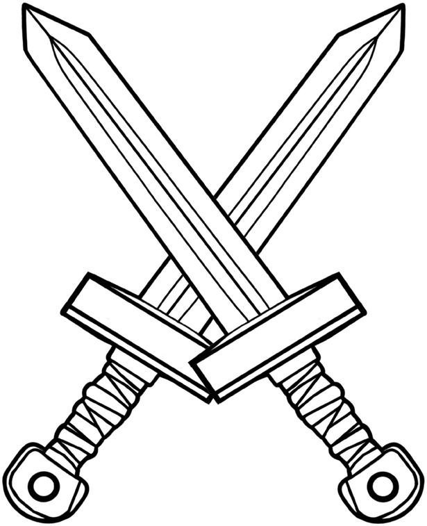 malvorlage-gekreuzte-schwerter-ausmalbild