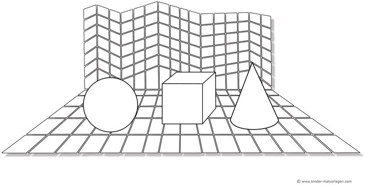 malvorlage-geometrische-formen-kugel-wuerfel-kegel