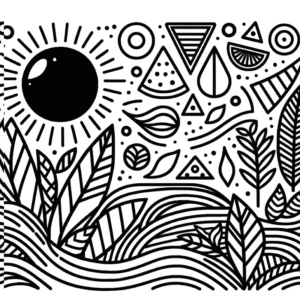malvorlage-geometrische-formen-und-sonne-ausmalen