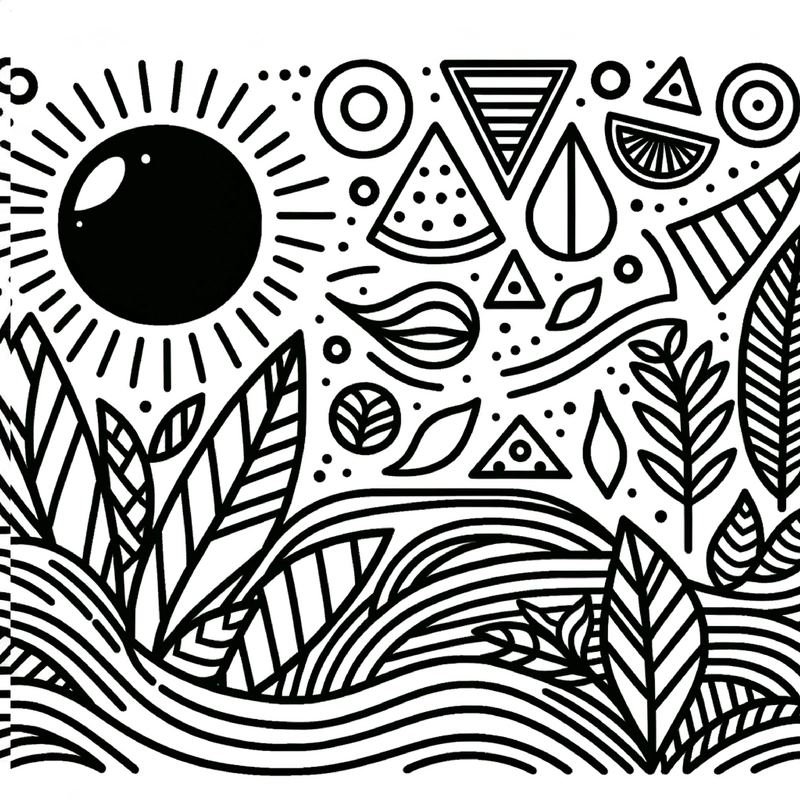 malvorlage-geometrische-formen-und-sonne-ausmalen