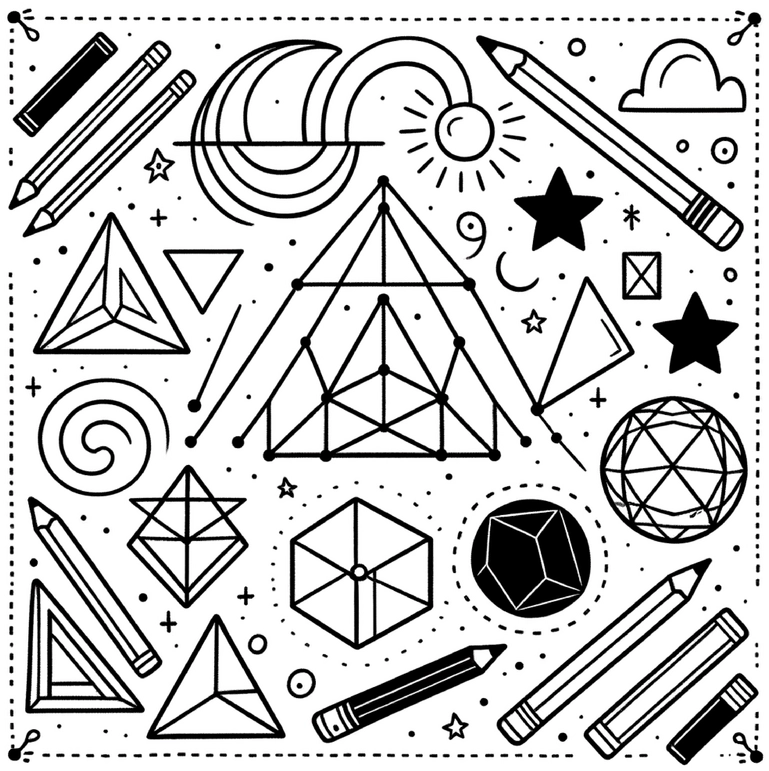 malvorlage-geometrische-formen-und-weltall