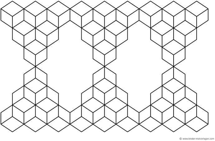 malvorlage-geometrische-formen-wuerfel-und-pyramiden