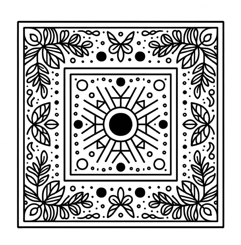 malvorlage-geometrische-muster-florale-elemente