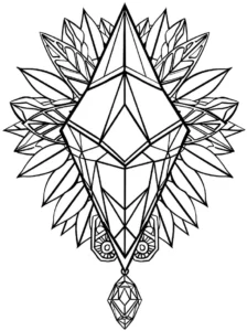 malvorlage-geometrischer-diamant-mit-pflanzenmuster