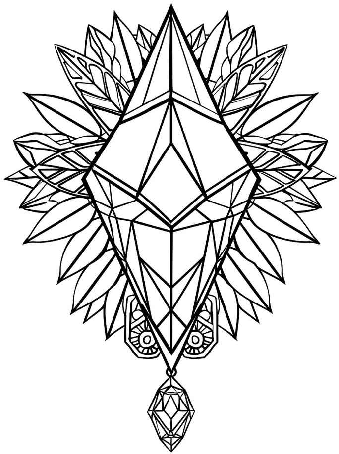 malvorlage-geometrischer-diamant-mit-pflanzenmuster