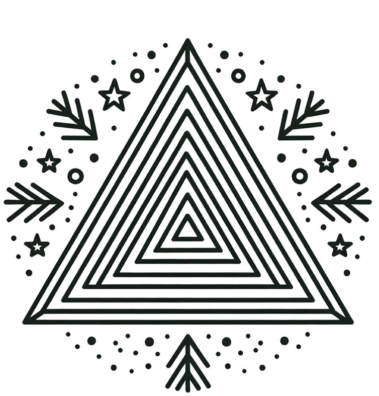 malvorlage-geometrischer-weihnachtsbaum-mit-sternen