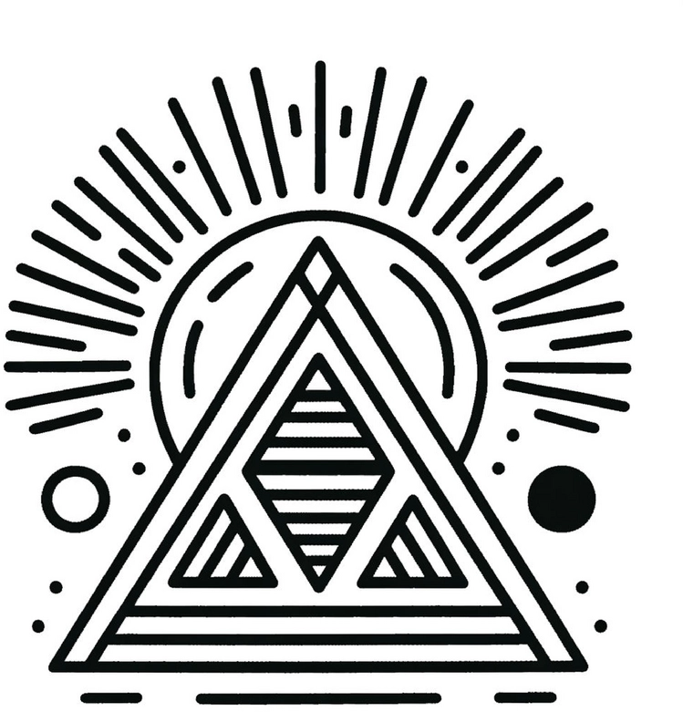 malvorlage-geometrisches-dreieck-mit-sonnenstrahlen