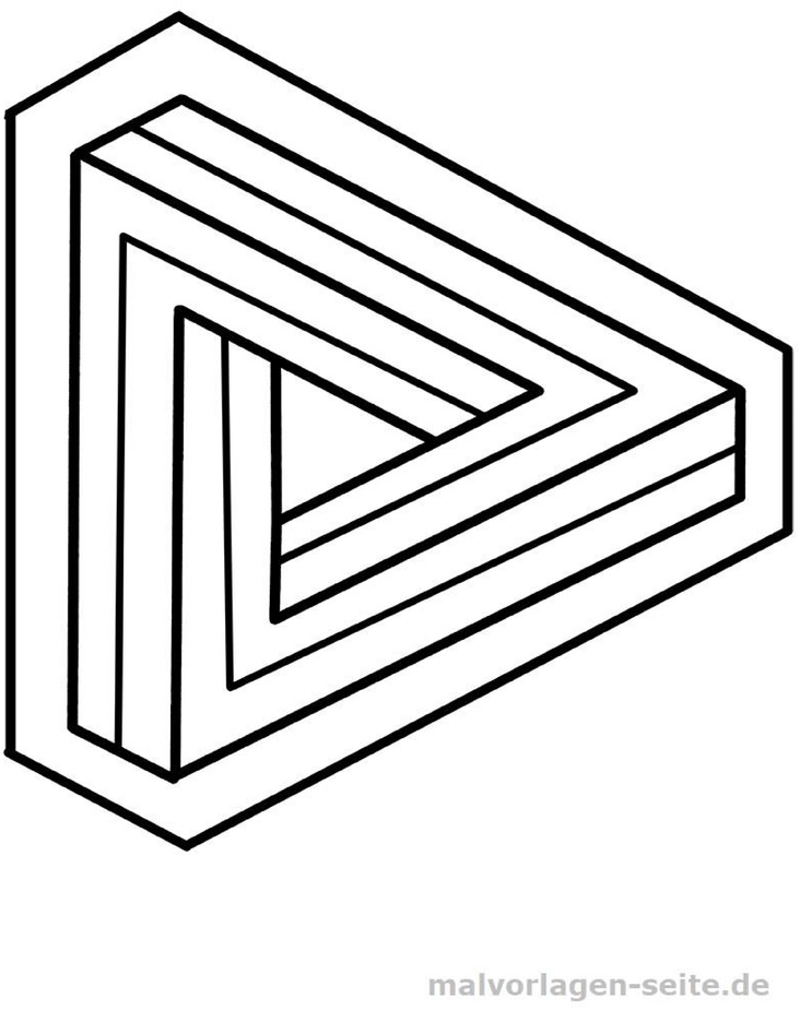 malvorlage-geometrisches-muster-im-3d-dreieck