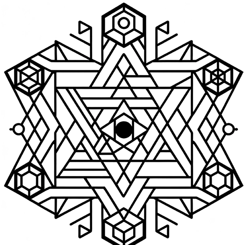 malvorlage-geometrisches-muster-mit-geheimnisvollem-auge