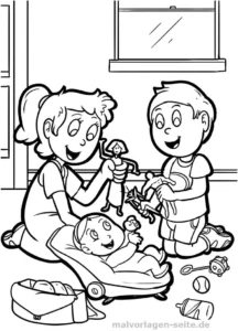 malvorlage-geschwister-beim-spielen-mit-spielzeug