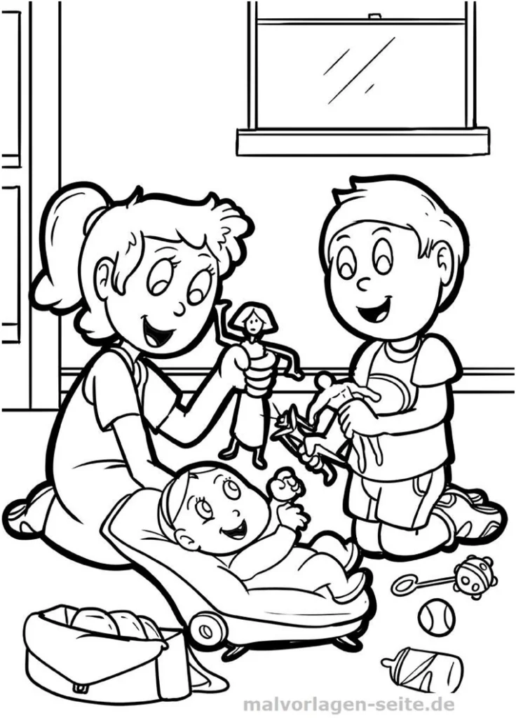 malvorlage-geschwister-beim-spielen-mit-spielzeug
