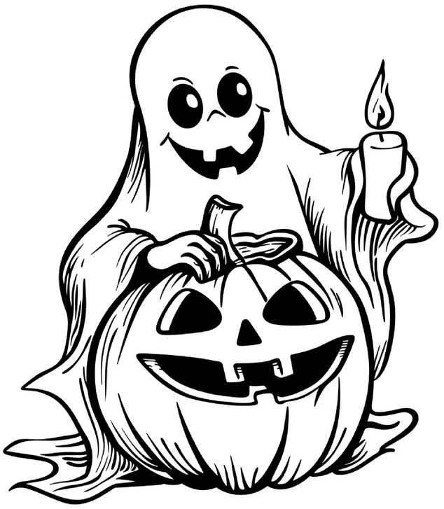 malvorlage-gespenst-und-kuerbis-fuer-halloween