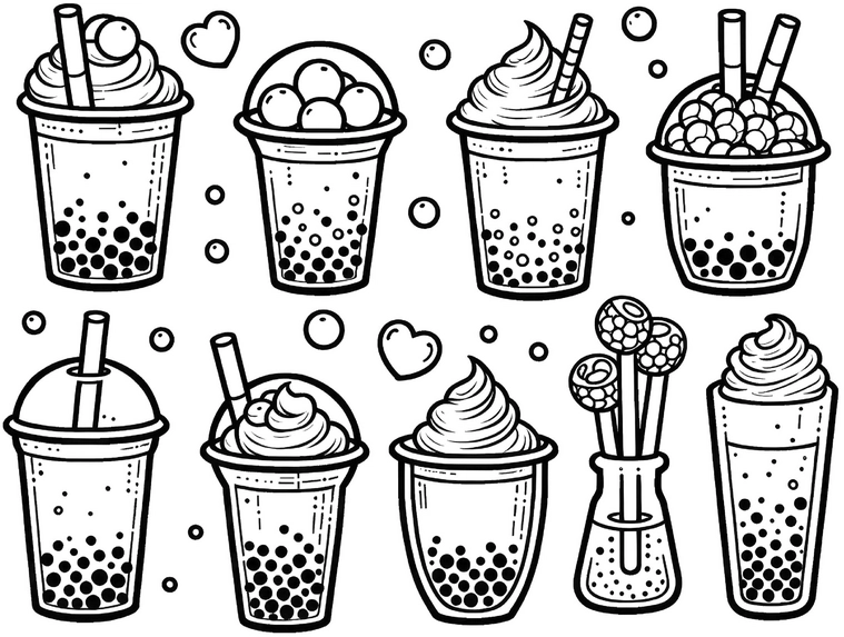 malvorlage-getraenke-bubble-tea-und-eisbecher