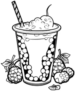 malvorlage-getraenkebecher-mit-himbeeren-und-eis