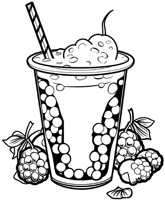 malvorlage-getraenkebecher-mit-himbeeren-und-eis