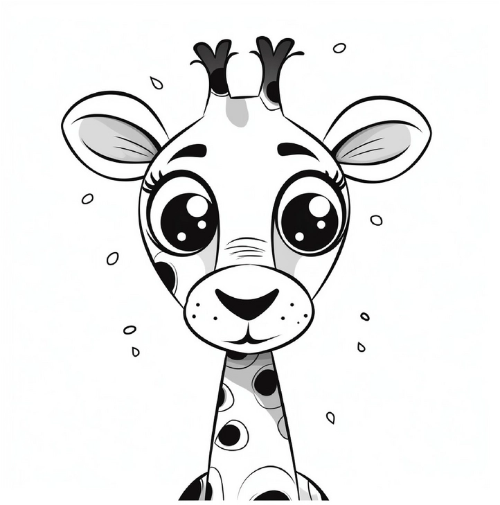 malvorlage-giraffe-mit-grossen-augen-und-flecken