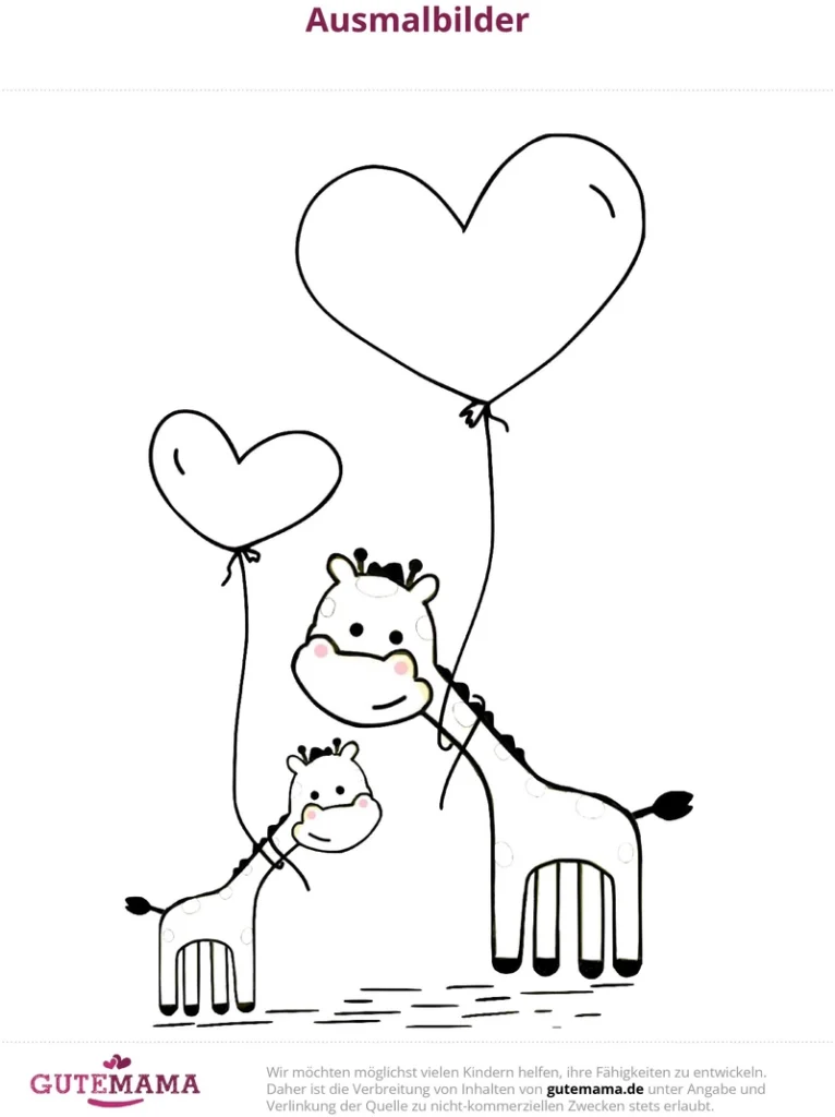 malvorlage-giraffen-herzballons-kreativ
