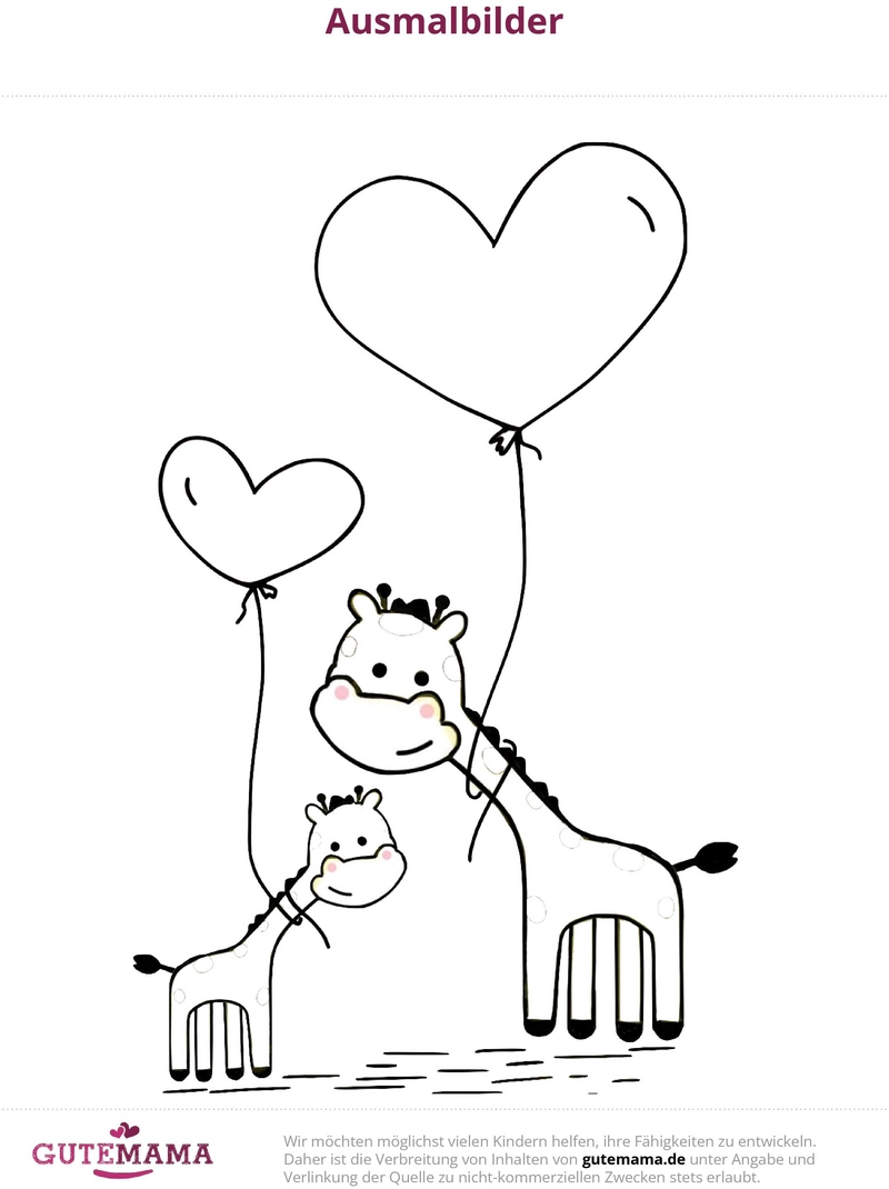 malvorlage-giraffen-herzballons-kreativ