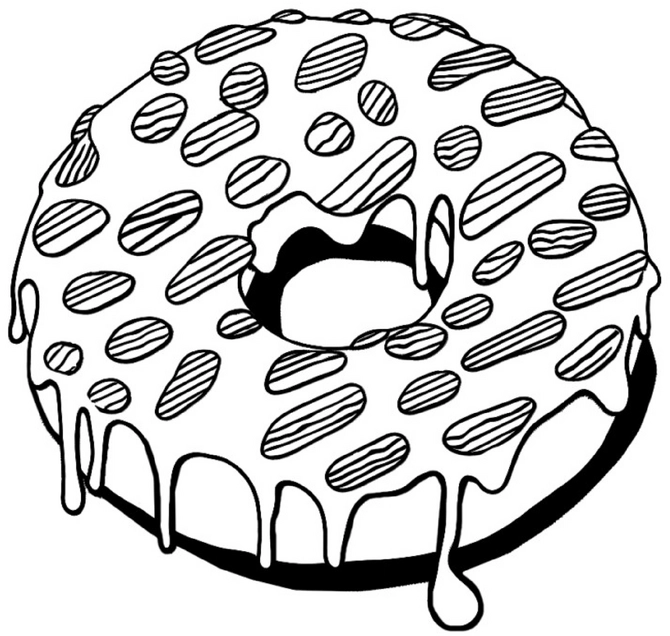 malvorlage-glaenzender-donut-mit-bunten-streuseln