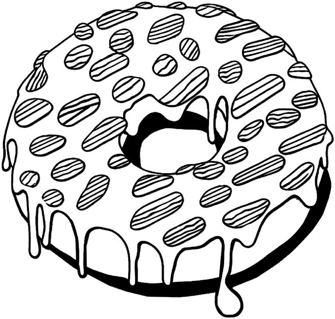 malvorlage-glitzernder-donut-mit-bunten-streuseln